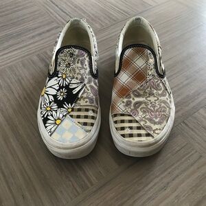 VANS Meadow Patchwork Slip On Skate Shoes  Multi Daisy plaid US Women’s 8